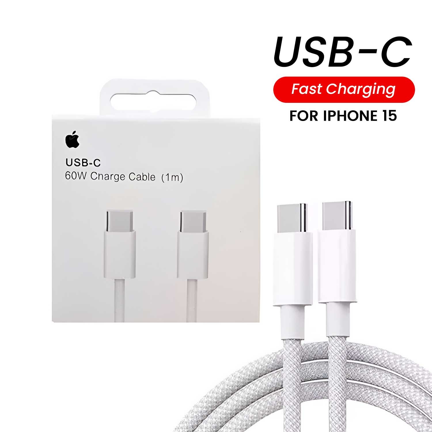 iPhone 15 Pro Max 60W Fast Charging Nylon Type-C to C Cable - 1M