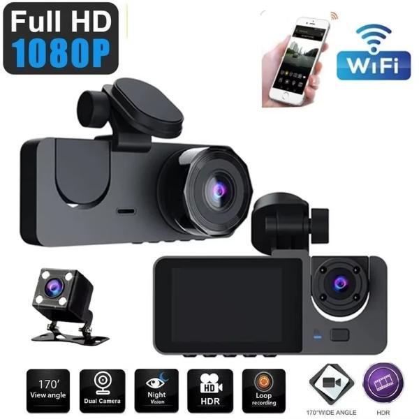 Y15 3-Channel WiFi Dash Cam - 1080P HD with Night Vision & Parking Monitor