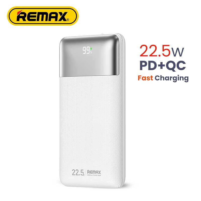 REMAX Kiyuan Series 10000mAh Power Bank with 20W PD & 22.5W QC Fast Charging - RPP-5 White