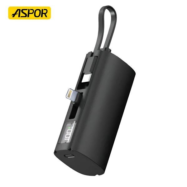 Aspor A351 2IN1 Power Bank - 5000mAh Mini Charger for iPhone & Type-C
