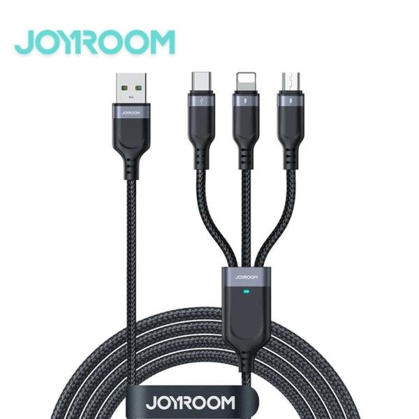 JOYROOM S-1T3018A18 3-in-1 Data Cable - USB-A to Lightning, Type-C, Micro, 2m - Fast Charging & Transmission